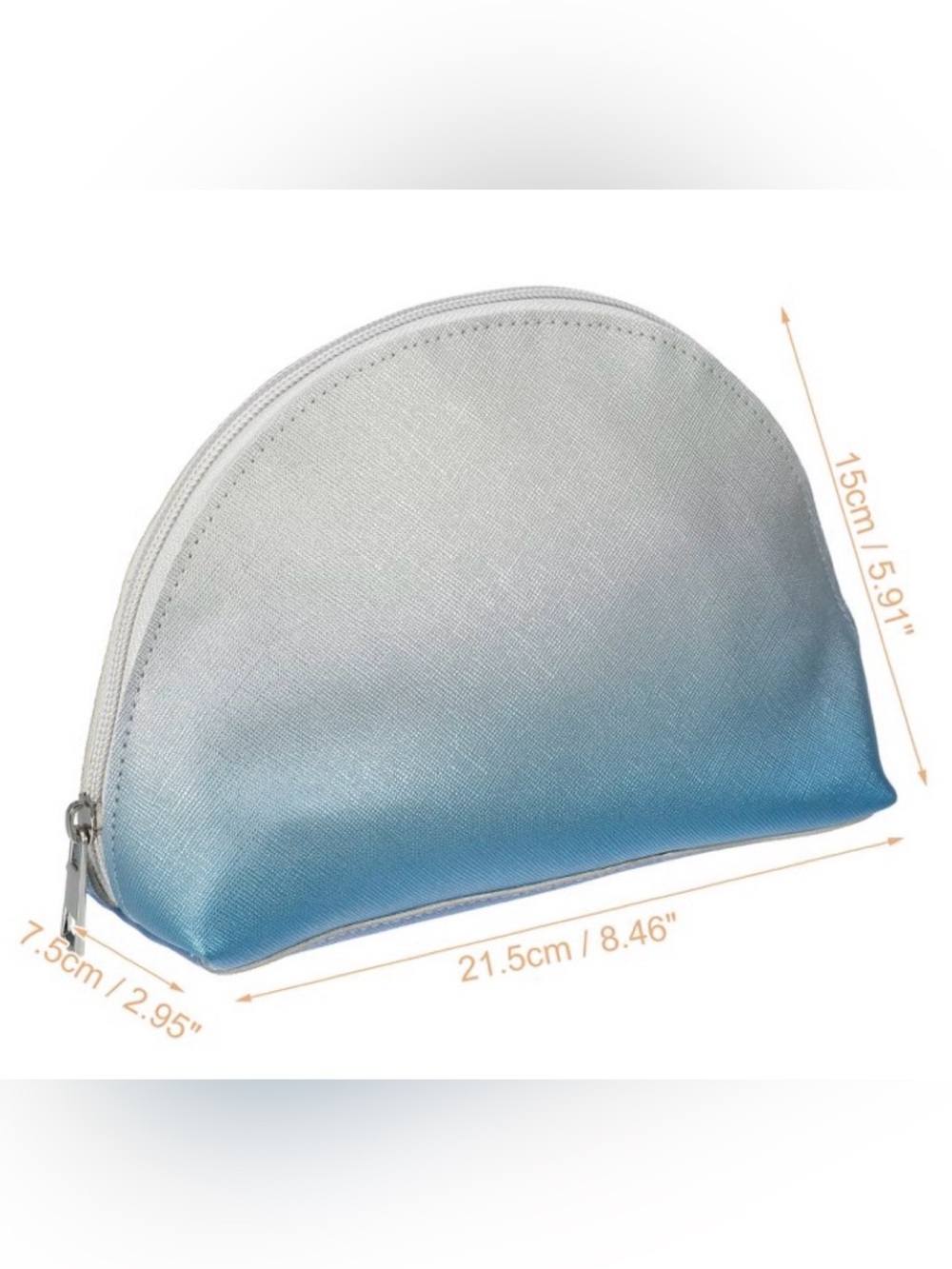 Unique Bargains Half Moon Cosmetic Bag – Blue Ombre Gradient Makeup Pouch EUC